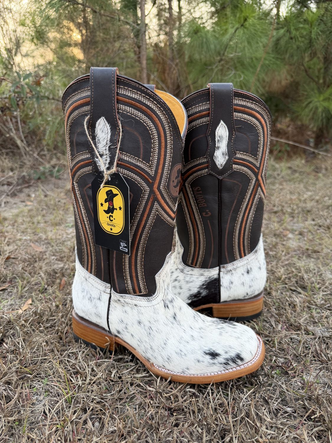C. Boots Cowhide mix color