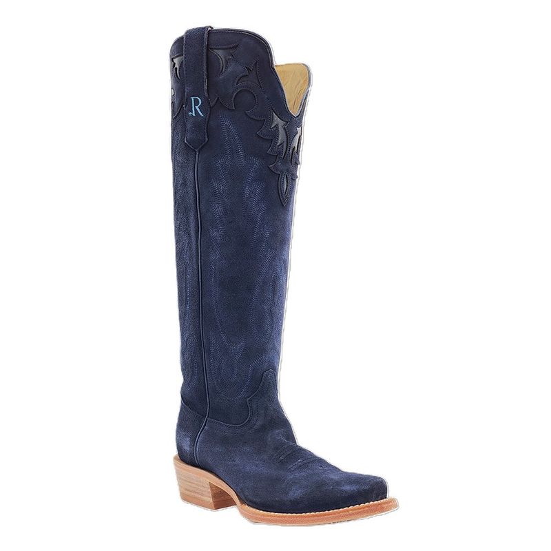 R. Watson Lady's Midnight Blue Roughout Narrow Square 17″- RWL8423