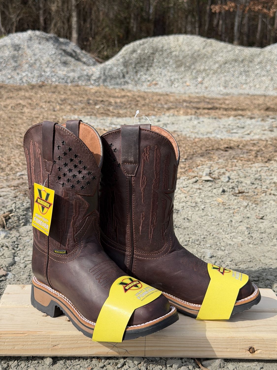 Workmen Brown American Flag Steel Toe Pull-on - ID6611