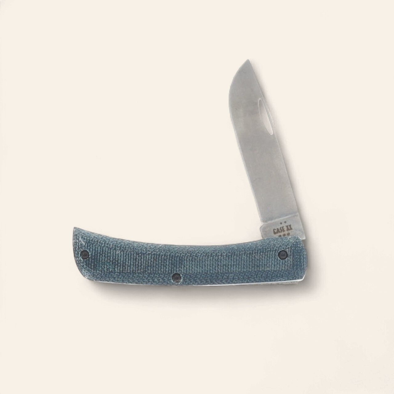 Blue Denim Canvas Laminate W/White G-10 Smooth XR Sod Buster Jr. (XR10137S35VN)