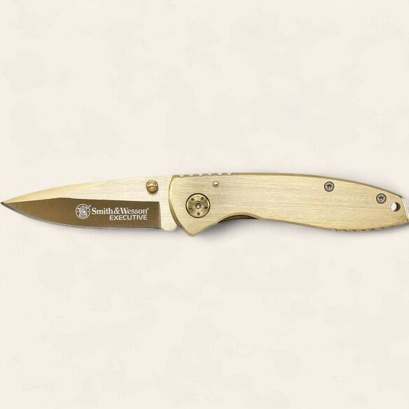 Smith &amp; Wesson SWFR2S Gold Tone Executive Assisted Lock Blade