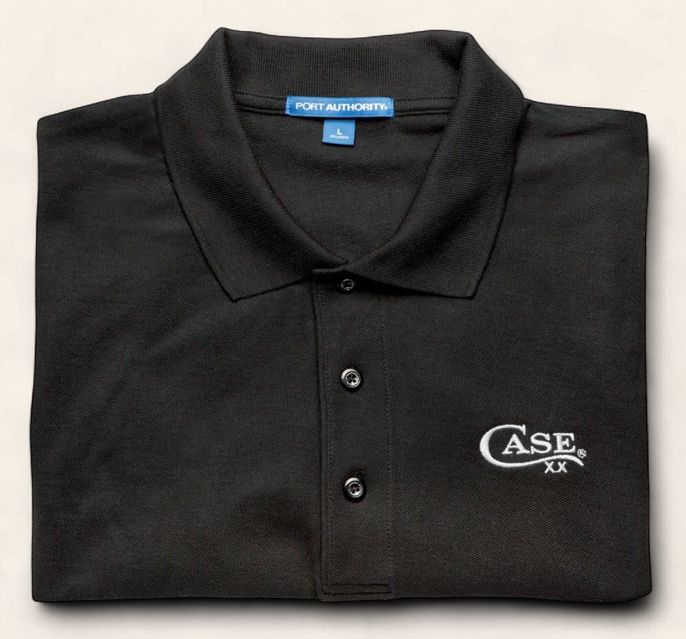 Black Polo Shirt w/White Case Logo XXL