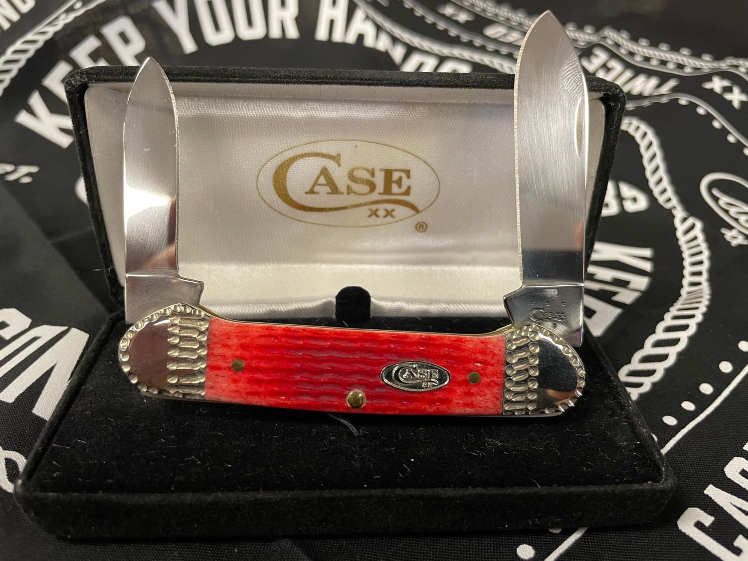 2015 Case XX Canoe (62131 SS) - Custom Michael Prater Red Bone/Scalloped Nickel Silver Bolsters w/Velvet Box