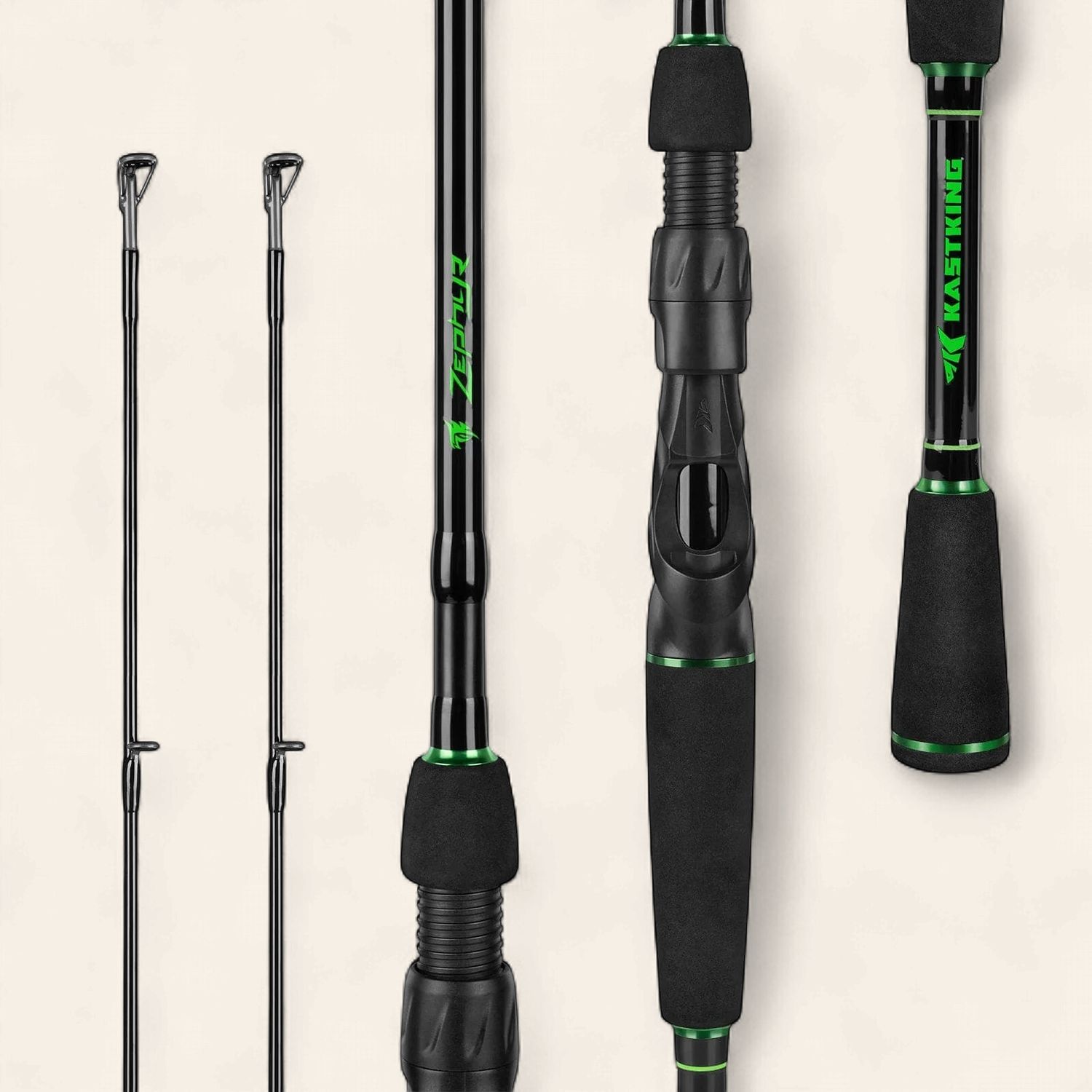 KastKing Zephyr Spinning Rod with Dual-Tip, 7'4", Medium/Medium Heavy, 2 Pc