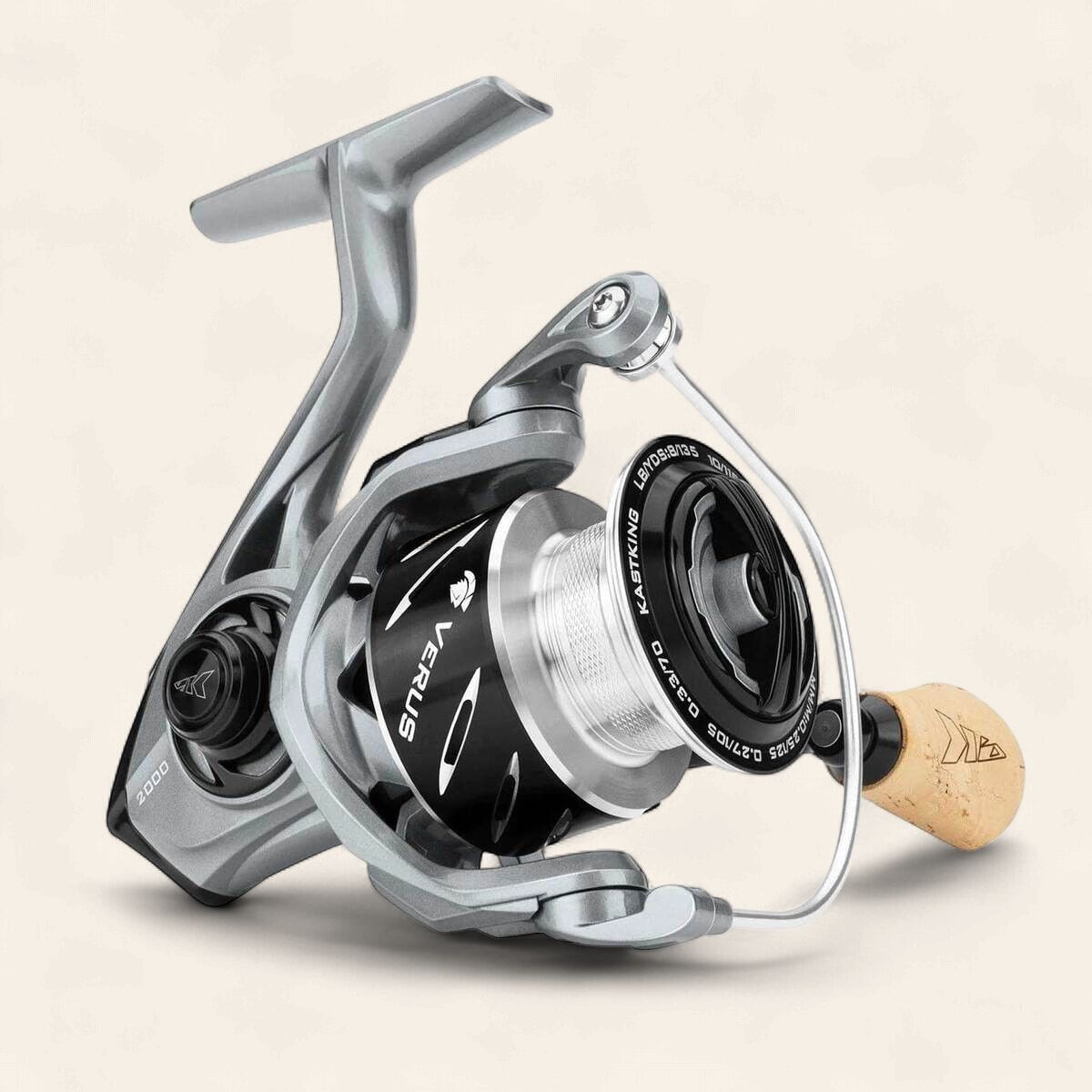 KastKing New Verus Spinning Reel, Size 3000, 6.2:1 Gear Ratio, Silver