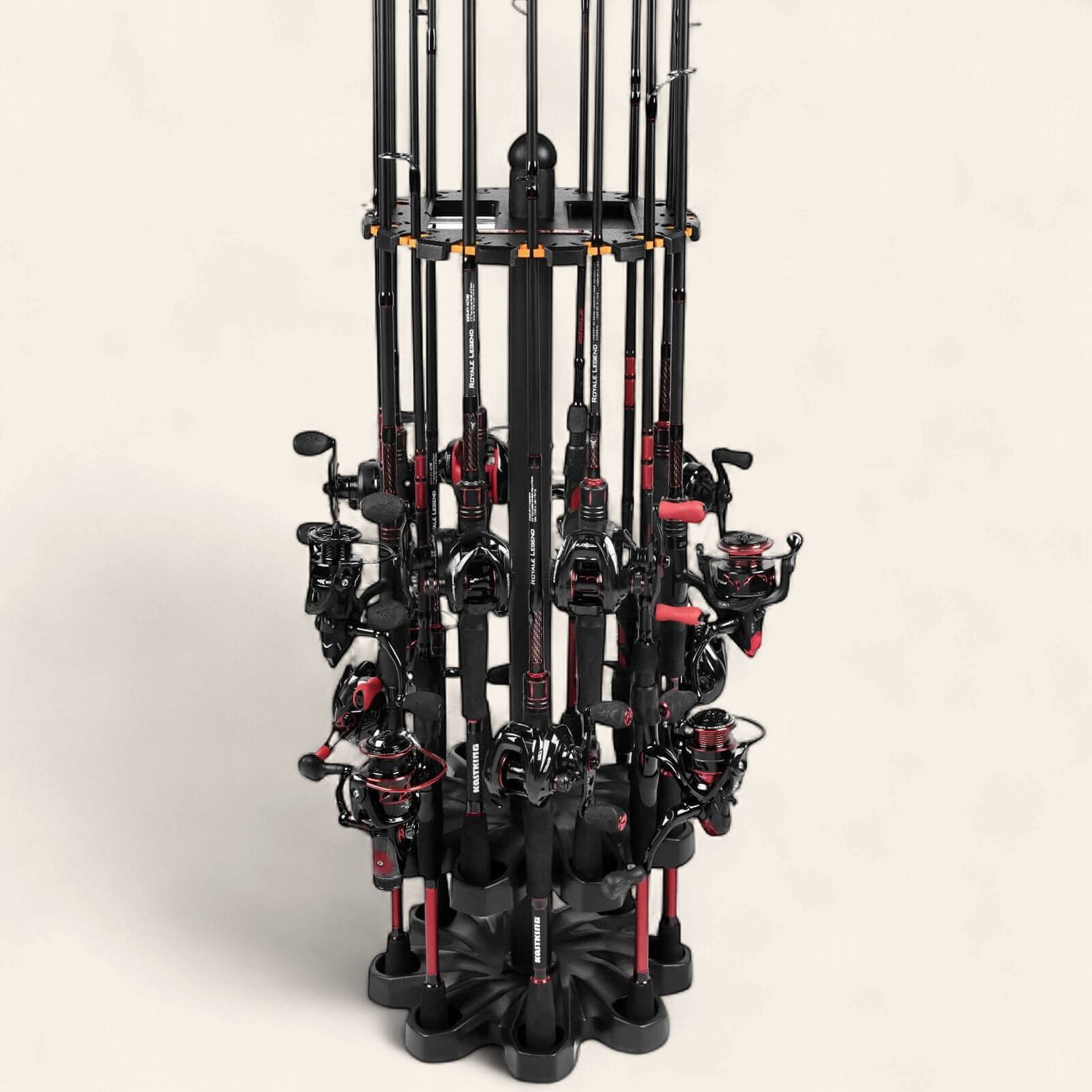 KastKing V16 Rod Rack with Rotating Base, 1 Pc, Black/Orange