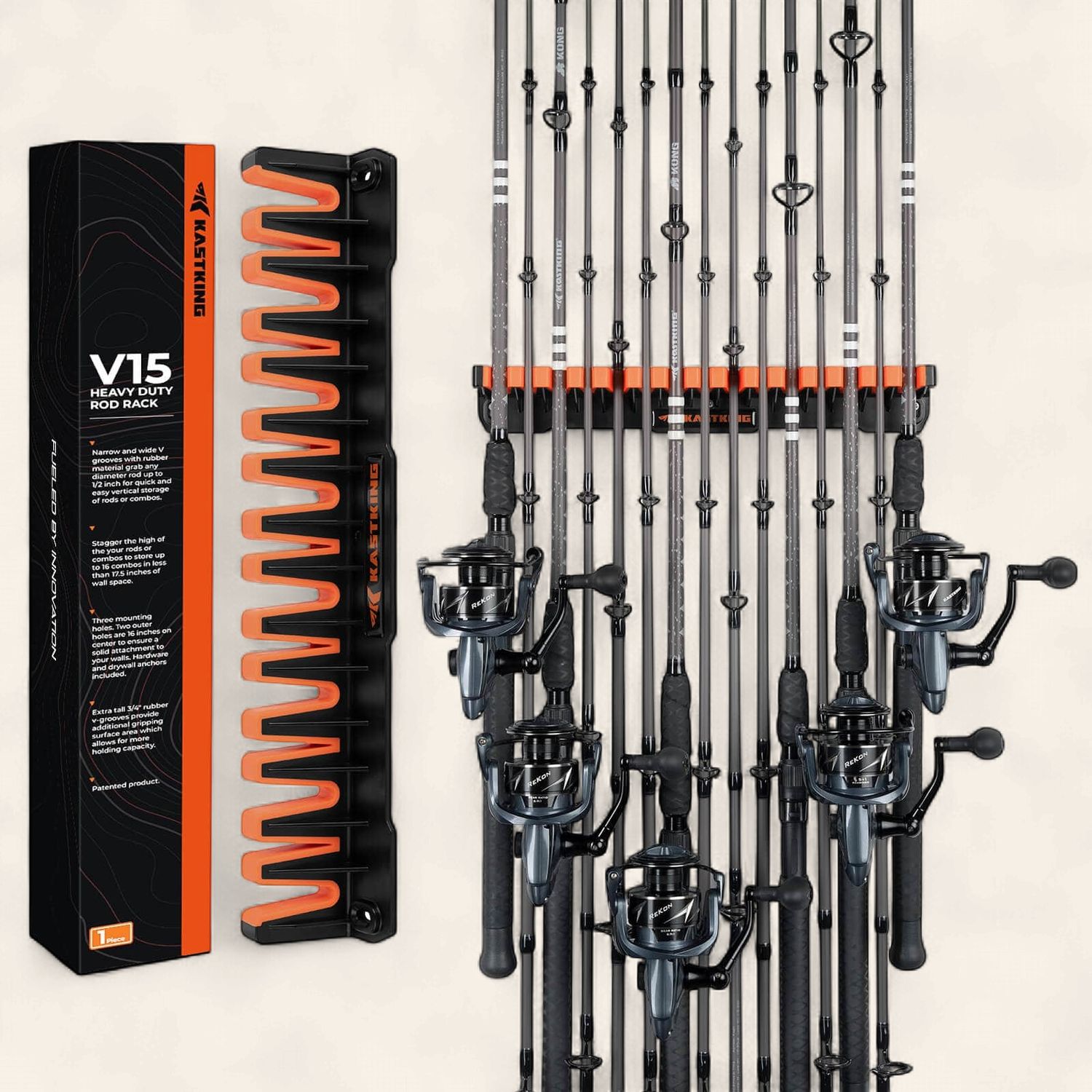 KastKing V15 Rod Rack, 2 Pc, Orange/Black