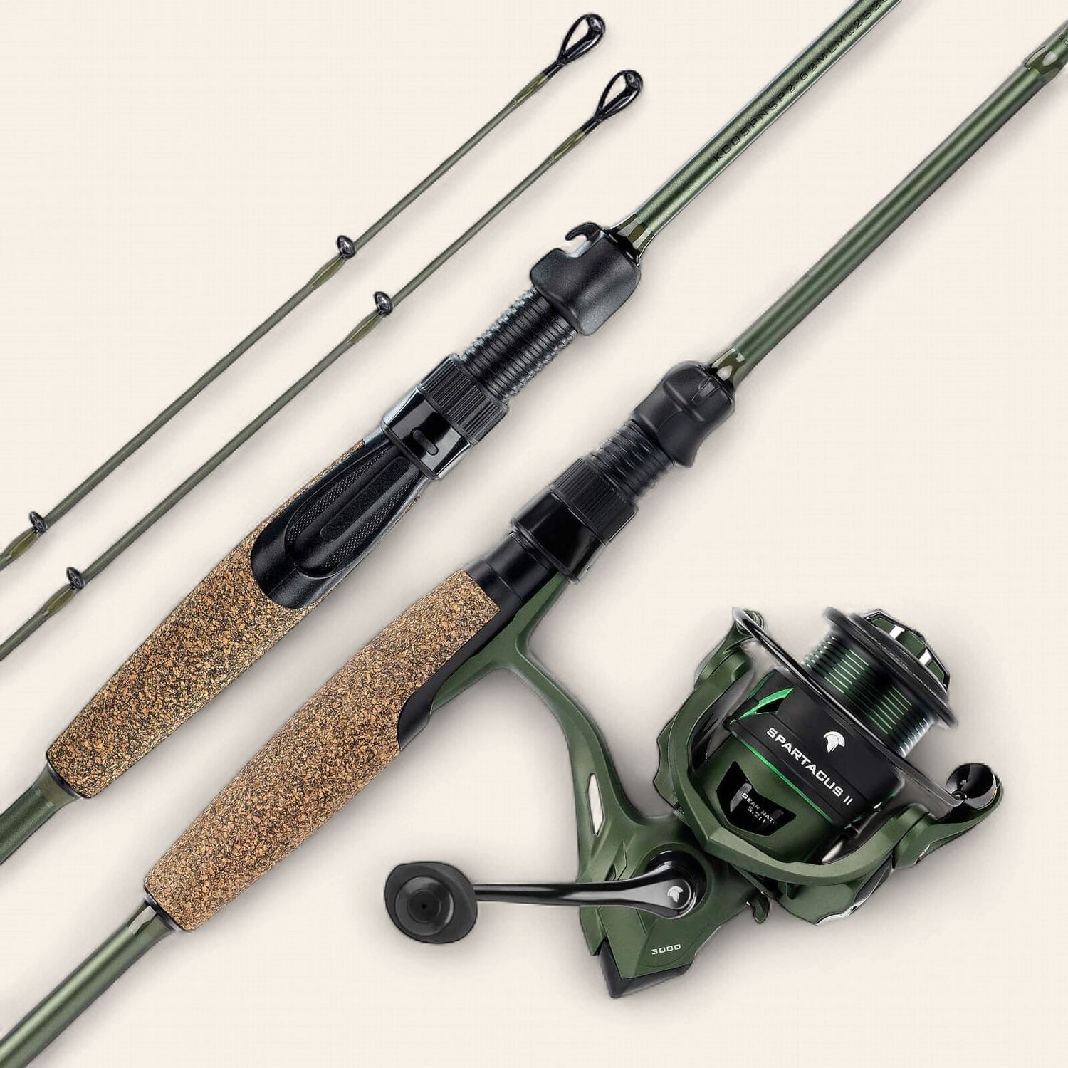 KastKing Spartacus II Spinning Combo with Twin-Tip, 7'3", Medium Heavy, 2 Pc, with Size 3000 Reel