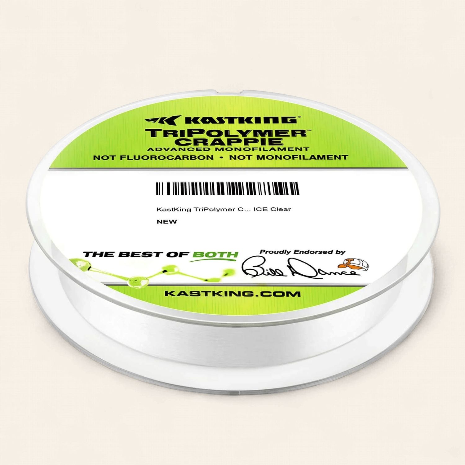 KastKing TriPolymer Monofilament, Crappie Ice Clear, 6 LB X 110 Yards
