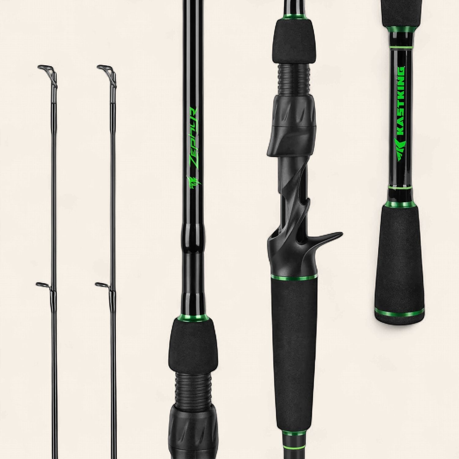 KastKing Zephyr Casting Rod with Dual-Tip, 7'4", Medium/Medium Heavy, 2 Pc