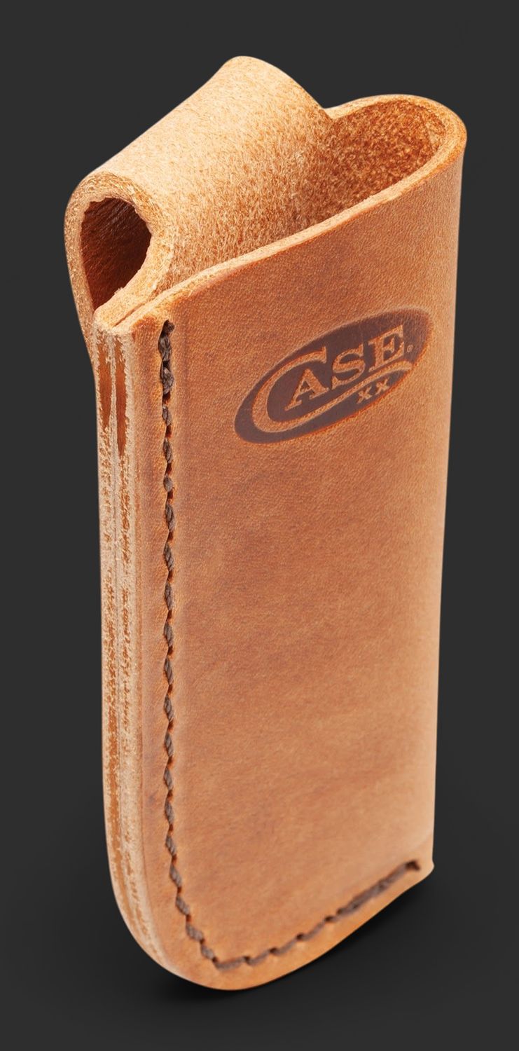 Sheath Leather Lg Lt Brown Open Top Case Embossed