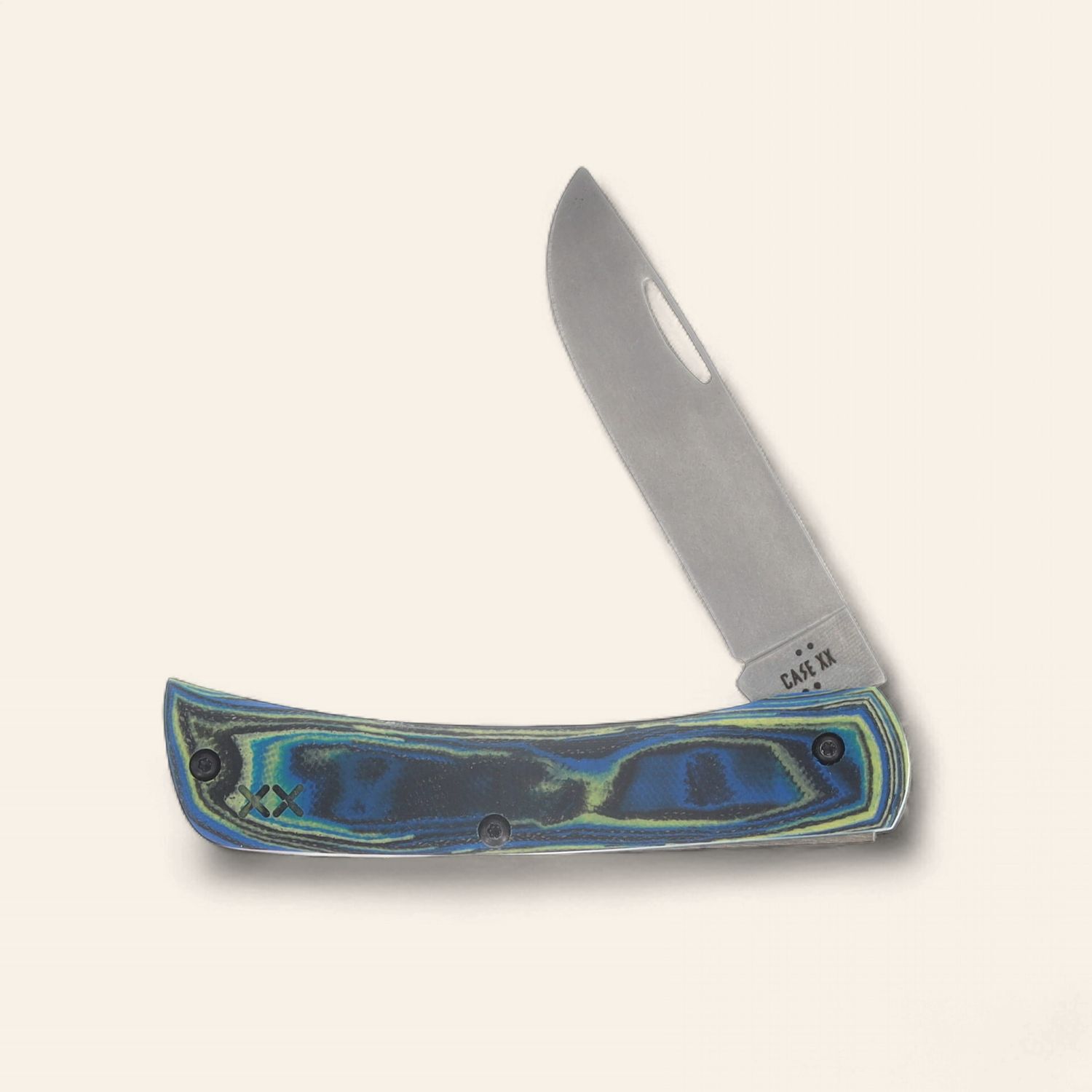 Blue/Yellow/Black Burl G-10 Smooth XR Sod Buster Jr. (XR10137 S35VN)
