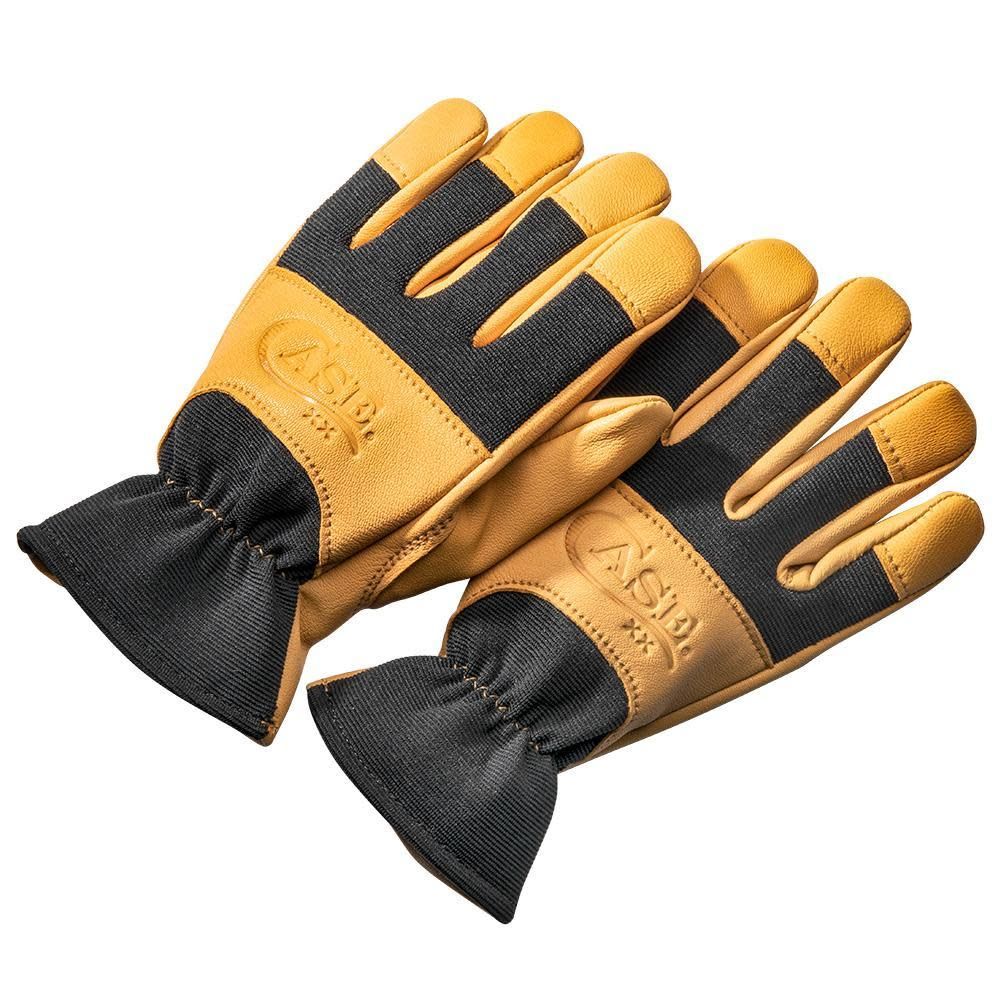 Case Yellow and Black Goatskin Leather Work Gloves, Size: Large