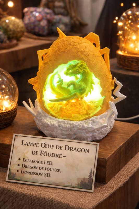 Lampe Œuf de Dragon de Foudre – Éclosion Électrique