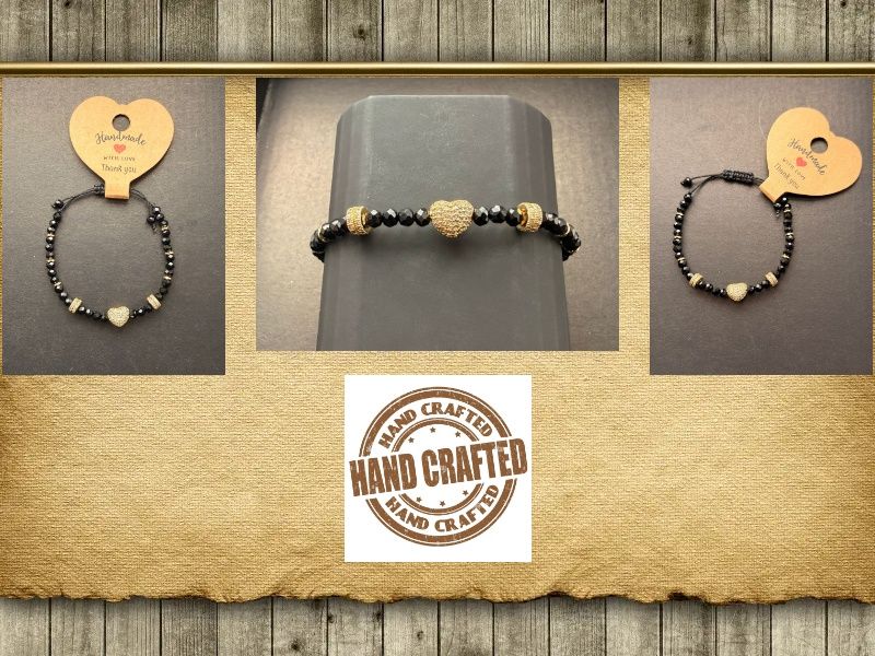 ✨ Handmade Initial Bracelet – Brass & Zircon, 18K Gold Plated ✨