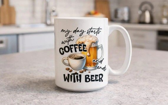 Funny Coffee With Beer Mug – 11oz Ceramic Gift for Him