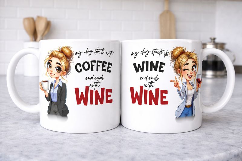 Funny Coffee and Wine Mug 11oz – Ceramic Gift for Her UK