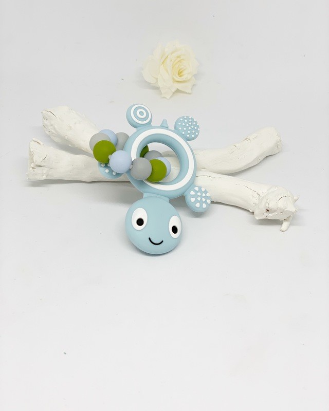 Mini-Beissring Baby blau grün