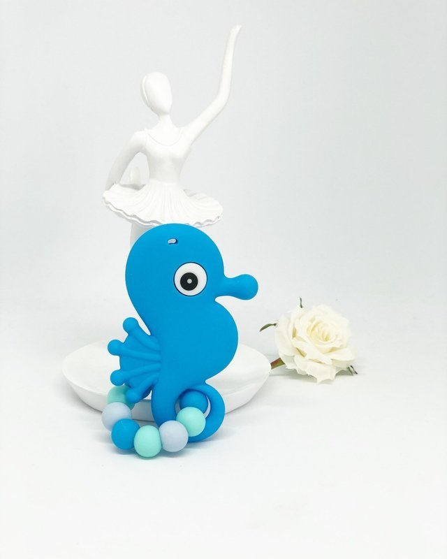 Mini-Beissring Seepferdchen blau