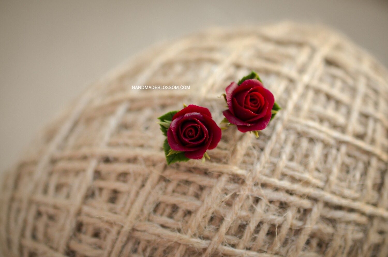 Burgundy rose earrings (dark red), Wine flower earrings