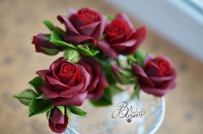 Dark red roses hairpin, Burgundy roses, Hair accessories