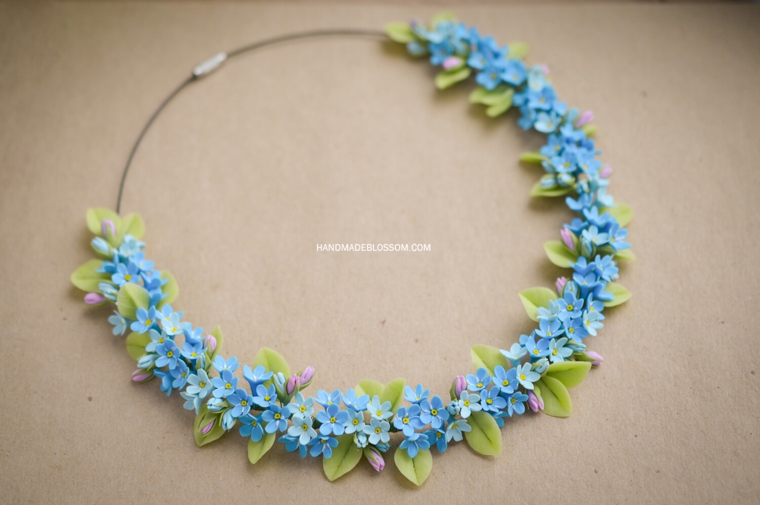 Forget me not necklace, myosotis necklace, Blue flowers