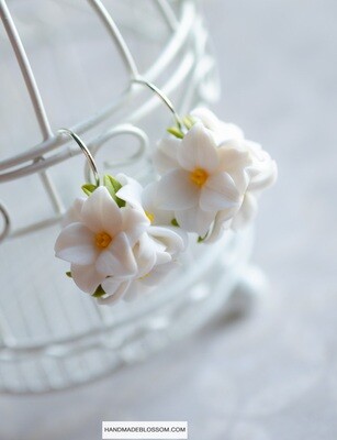 Delicate white lily earrings