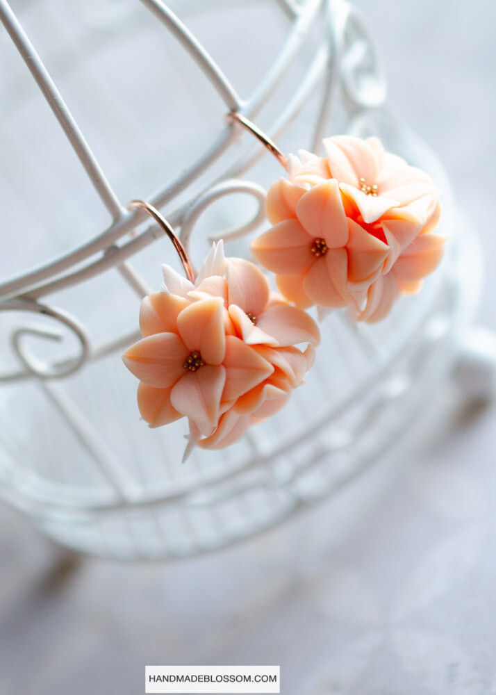 Delicate peach lily earrings
