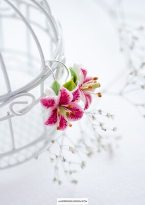 Pink stargazer lily earrings