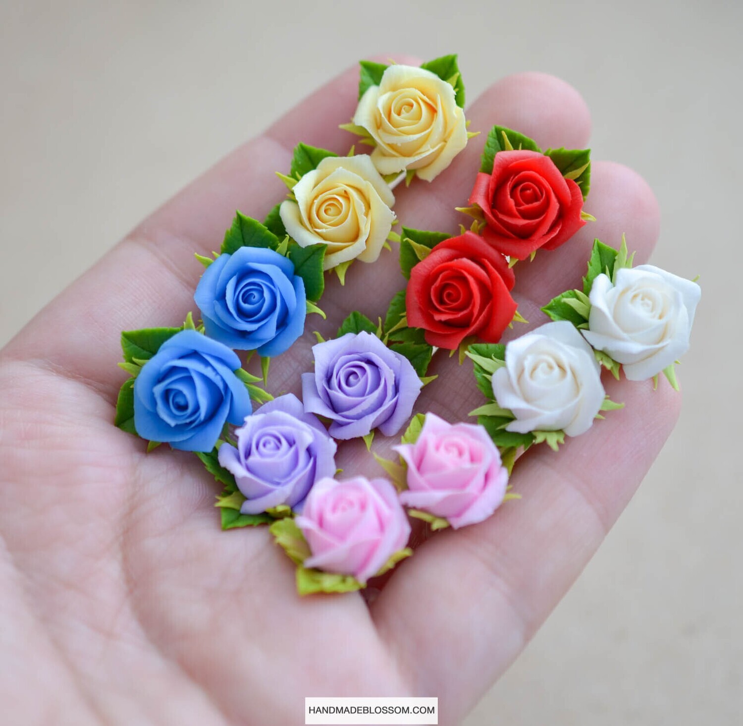 Rose stud earrings, Flower studs jewelry