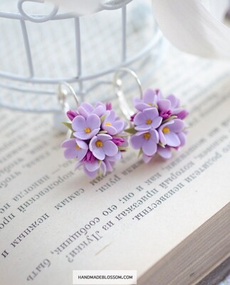 Romantic lilac earrings, Tiny flower jewelry gift ideas