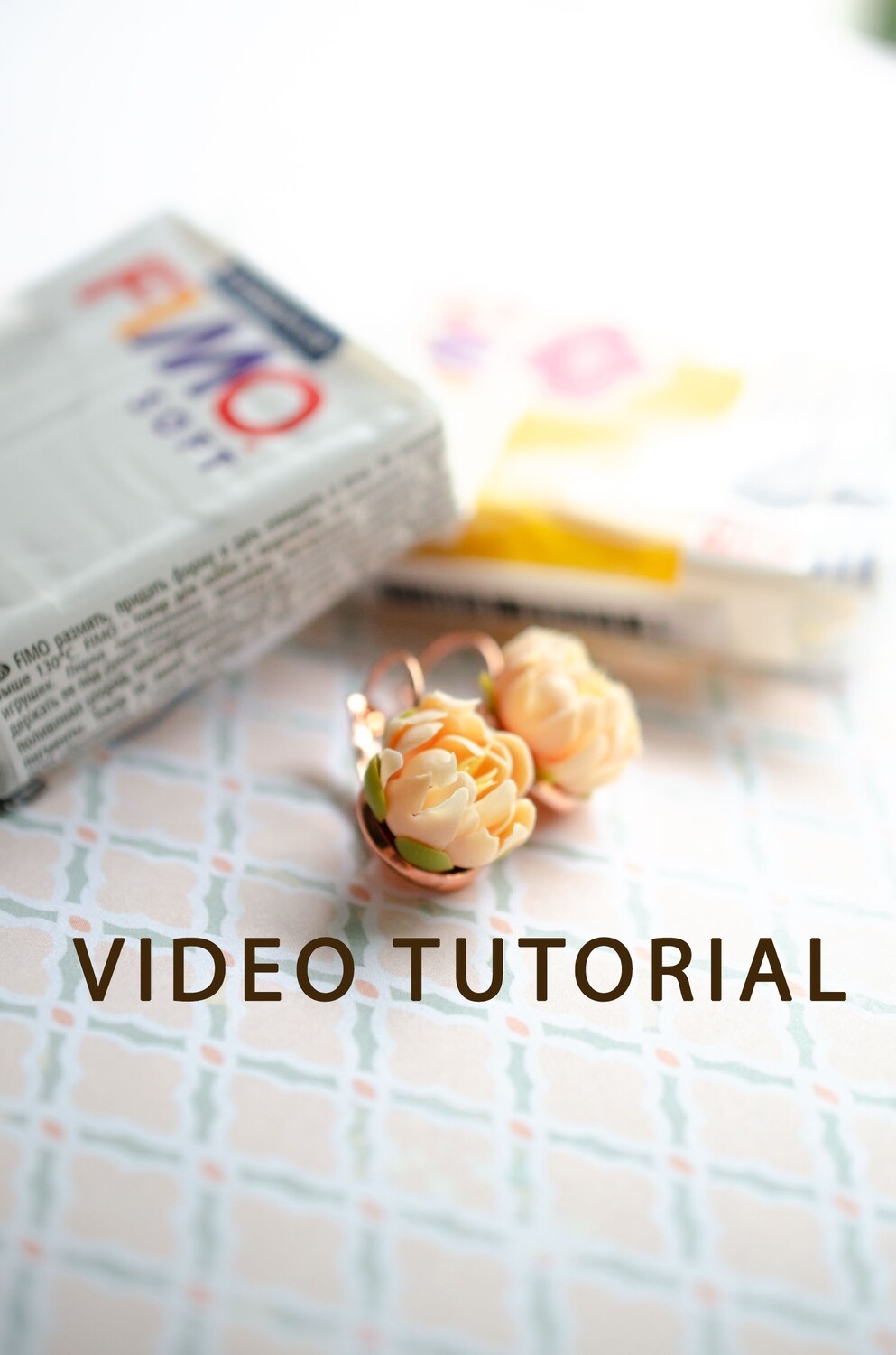 Peach peony video tutorial, handmade, polymer clay (English version) Multilingual subtitles