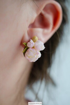 Soft/Pastel peony earrings
