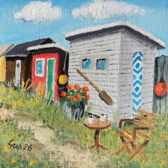 Oljemålningar hoddor i Fiskehamnen