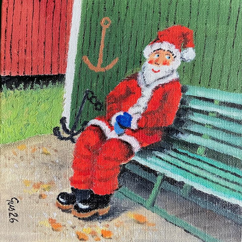 Fiskehamnen tomte på bänk