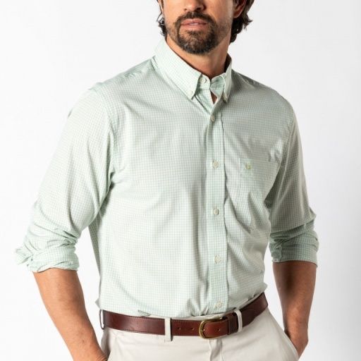 Performance Sport Shirt - Pear Green Gingham
