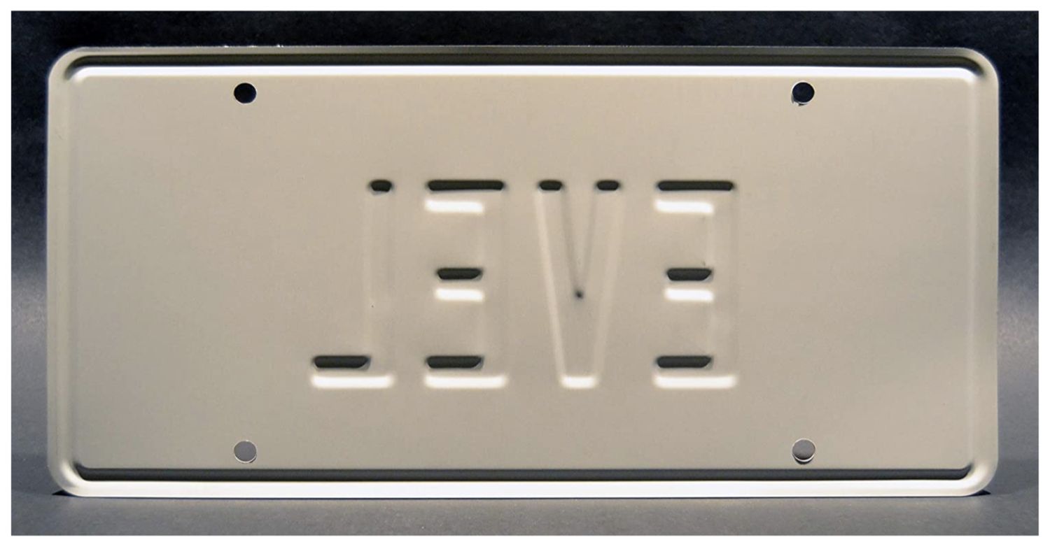 ‘76 EVEL -  Metal Stamped License Plate - White