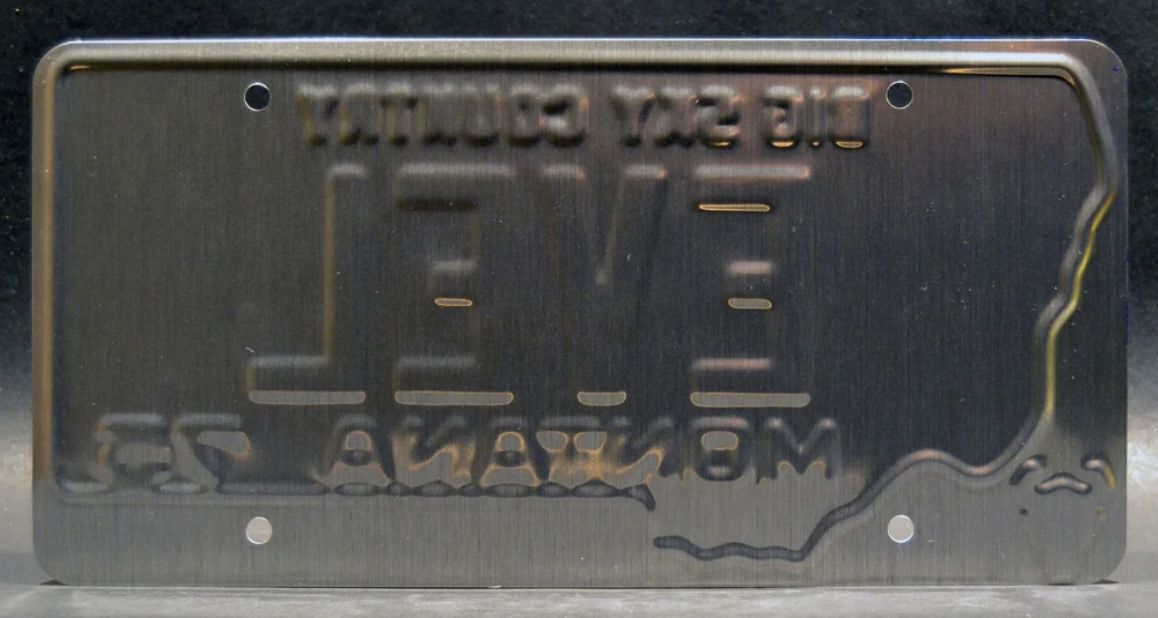 ‘75 EVEL -  Metal Stamped License Plate - Blue