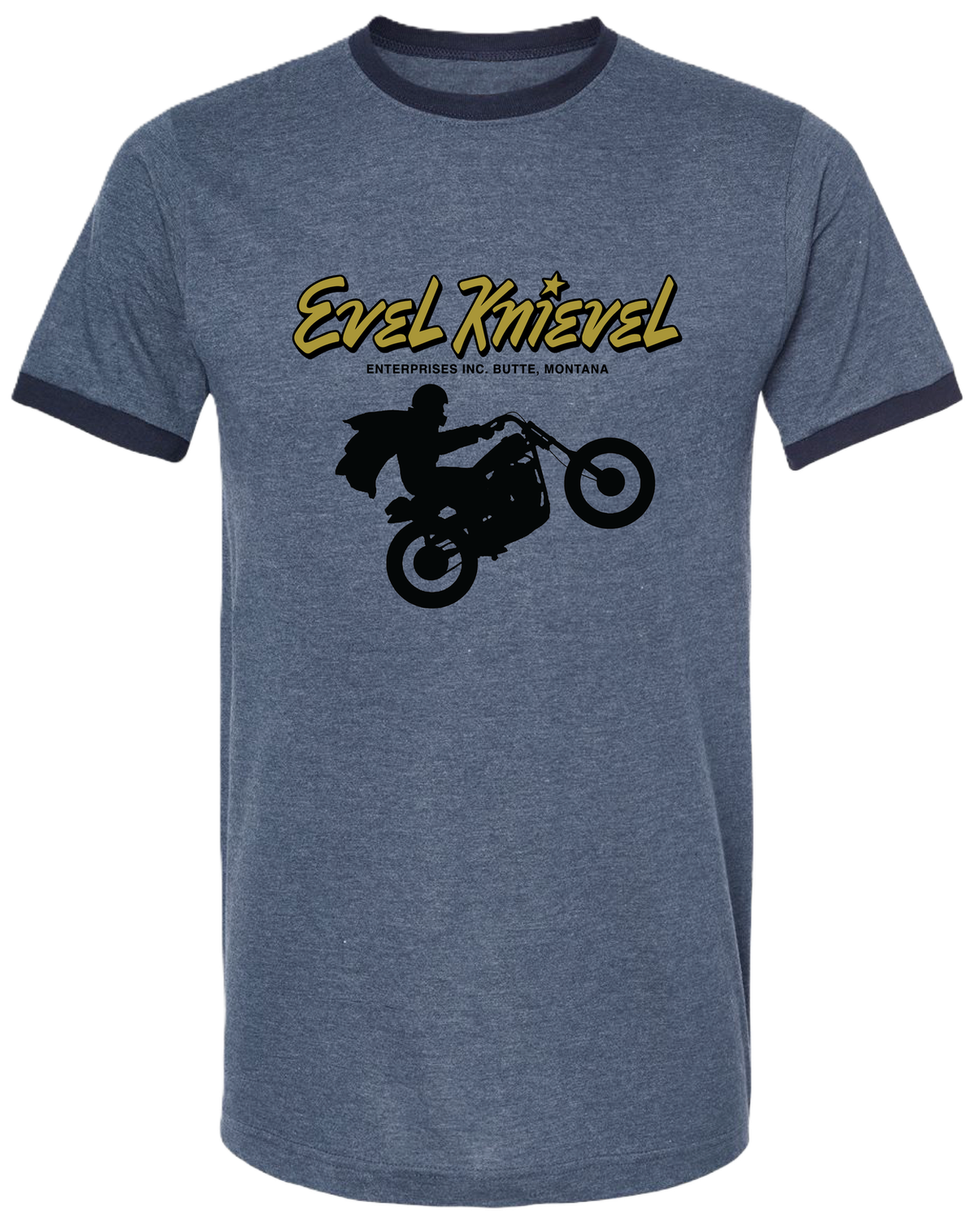 Evel Knievel Classic Ringer - T-Shirt -Denim Navy