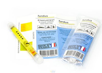 Éthylotest chimique jetable 0,5g/L