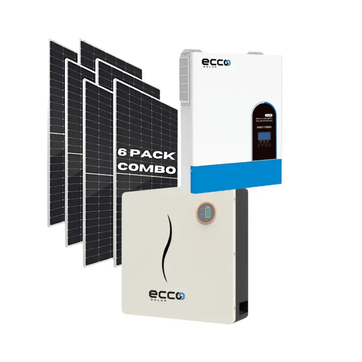 11KVA Ecco MPPT Hybrid Inverter 48V + 5.12kWh Ecco Lithium Battery 100AH + 6x 540W Canadian Mono Crystal Solar Panels Off Grid Solar Combo Kit