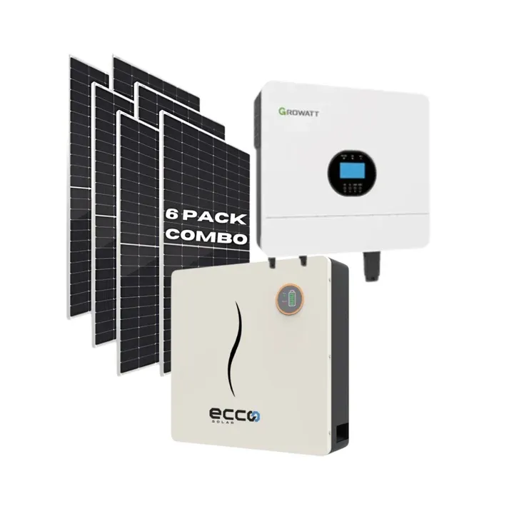 6KW Growatt MPPT Hybrid Inverter 48V + 5.12kWh Ecco Lithium Battery 100AH + 6x 540W Canadian Mono Crystal Solar Panels Off Grid Solar Combo Kit