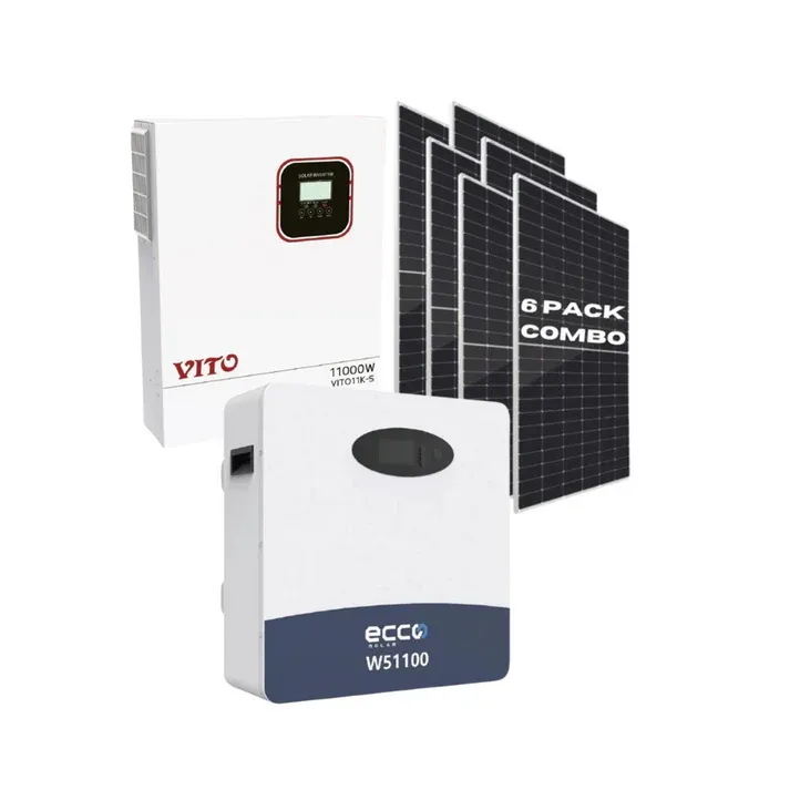 11KVA VITO Pure Sine Wave Hybrid Inverter MPPT + 5.12kWh Ecco Lithium Battery + 6x Tier 1 Mono Solar Panels