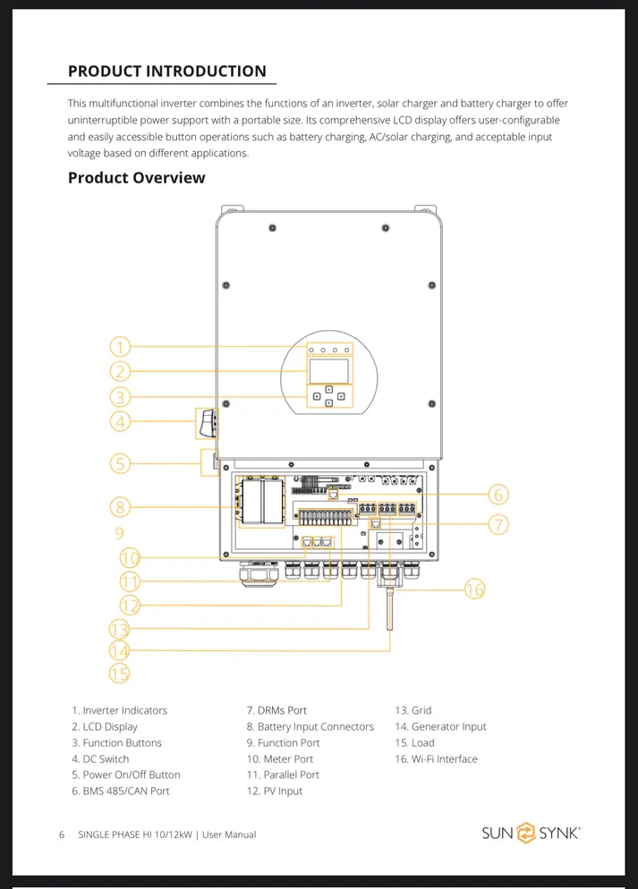 10KW SUNSYNK Single Phase LV Hybrid Inverter + WIFI