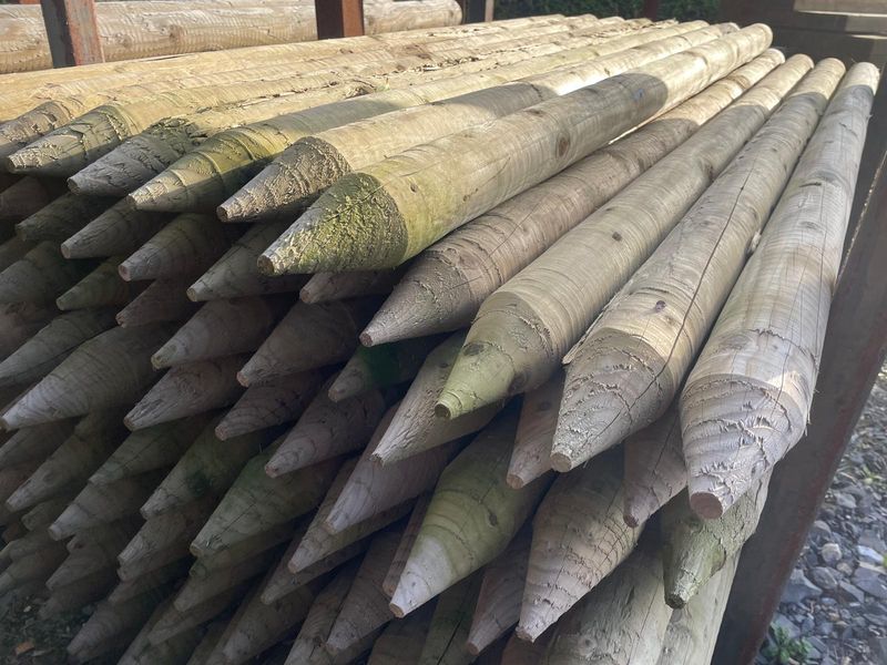 6' x 2" Round Wooden Fence Posts, Tree Stakes