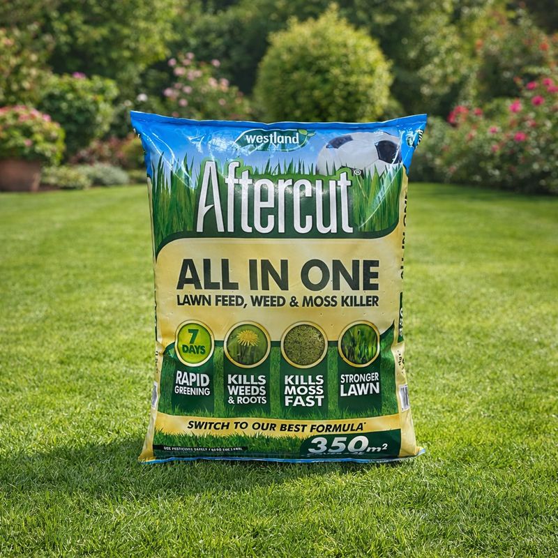 Aftercut All In One Lawn Feed, Weed & Moss Killer 350m2 Bag