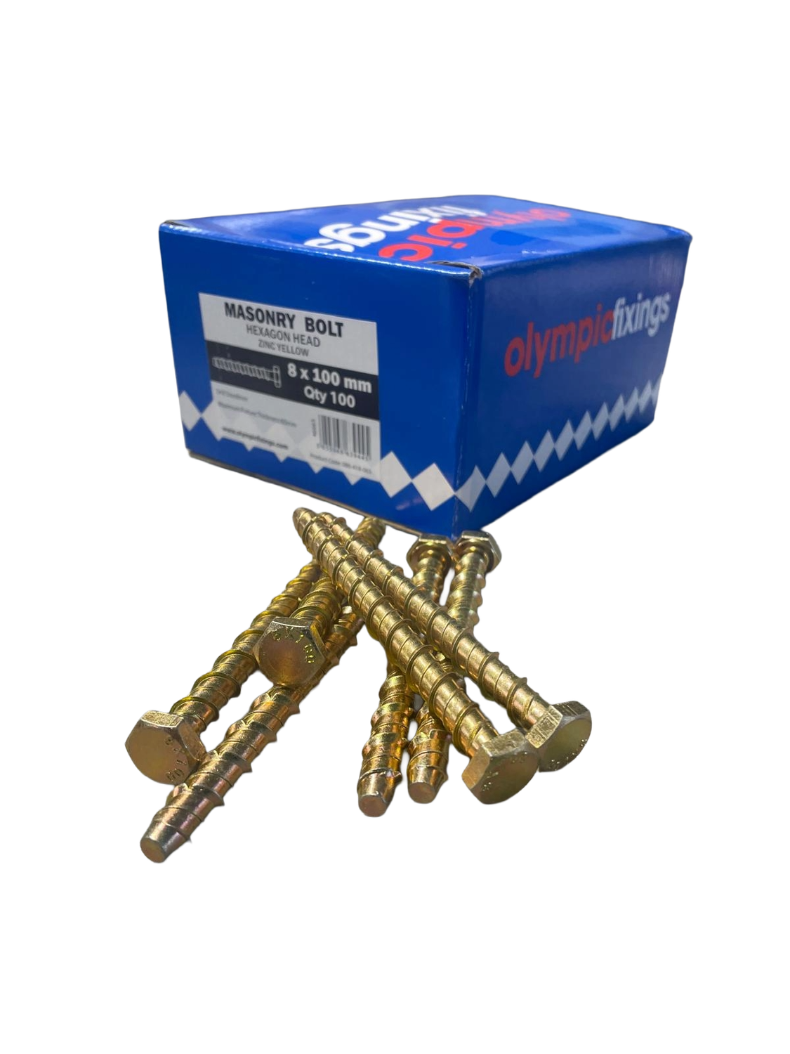 Masonry Multi-Fix Bolt, Hexagon Head 8 x 100mm (100) Masonry Multi-Fix Bolt, Hexagon Head 8 x 100mm (100)
