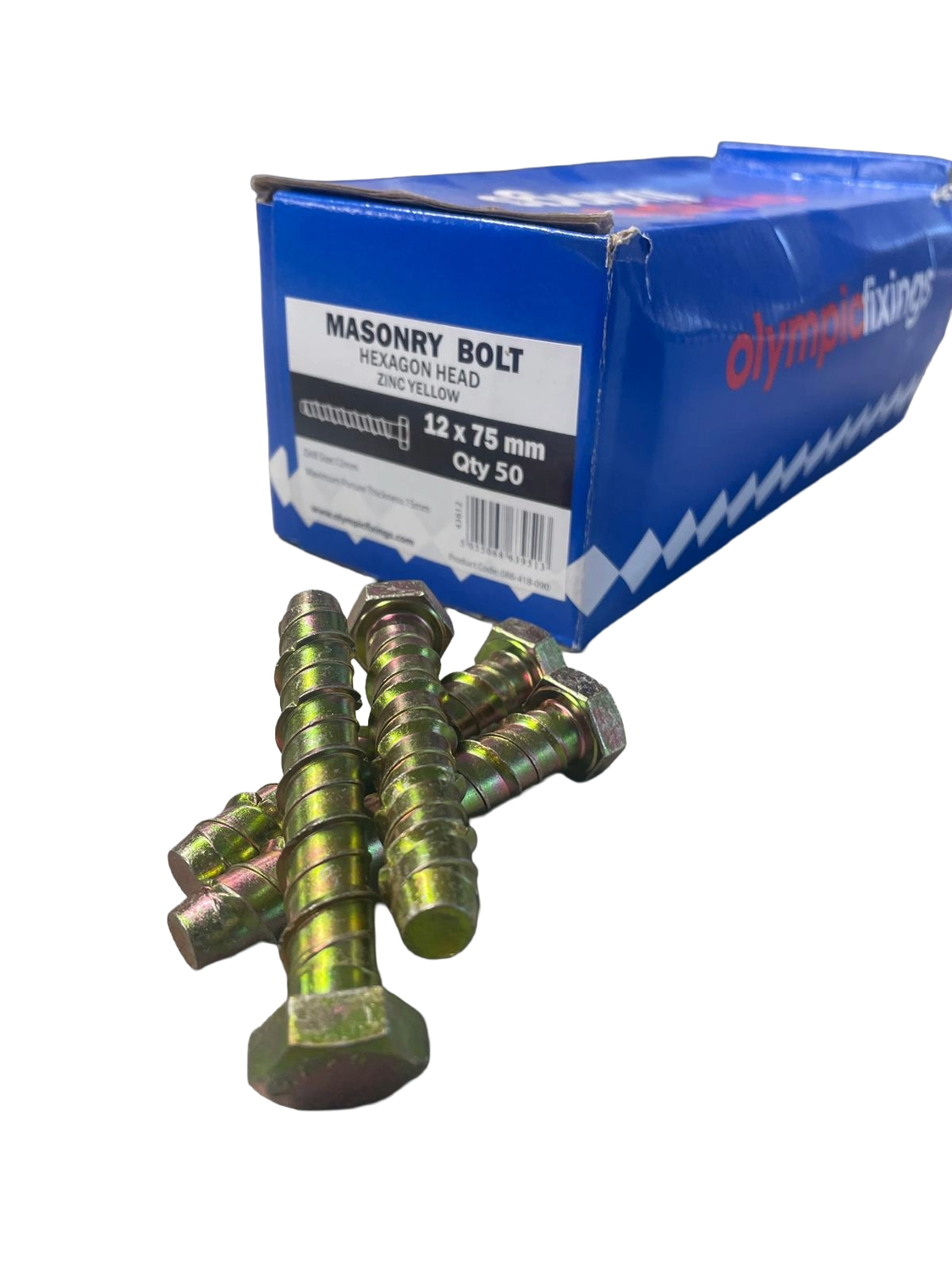 Masonry Multi-Fix Bolt, Hexagon Head 12 x 75mm (50) Masonry Multi-Fix Bolt, Hexagon Head 12 x 75mm (50)