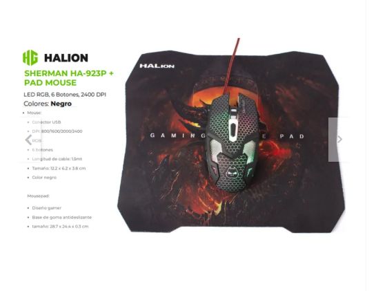 Combo SHERMAN HA-923P + PAD MOUSE RGB