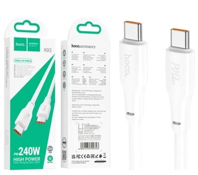 Cable HOCO X93 Carga Rápida Tipo C 240W Blanco 2 metros